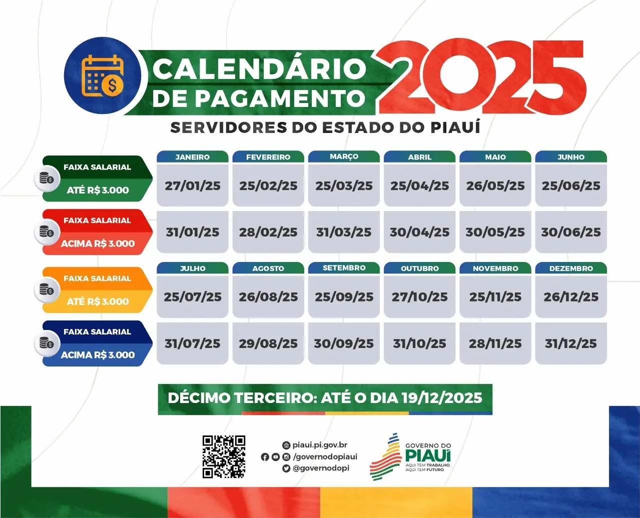 Divulgada a tabela de pagamento dos servidores estaduais 2025